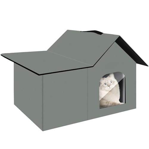 Casa para gatos al aire última intervensión, casa para gatos Feral aislada con alfombrilla y clip, resistente a la intemperie y aislada, camas para gatos para gatos, gatitos, cachorros, nunca soplan lejos