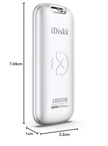 iDiskk SSD externo 1 TB de alta velocidad 2000 MB/s | Tamaño de bolsillo | USB 3.2 Gen2X2 | Compatible con Xbox, PS4, iPad, PC y Mac