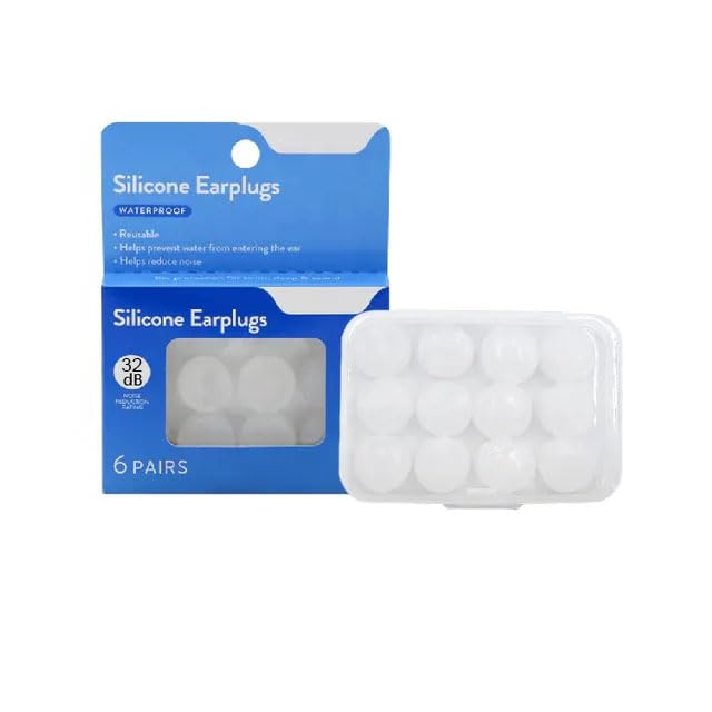 Tapones para los Oídos Silicona Blanco Reducción de Ruido Alta Calidad 32 dB Impermeables con Estuche
