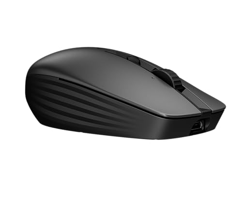 HP Mouse Silencioso Recargable 710 Negro, Inalámbrico, Recargable, Ambidiestro, Botones Programables, Compatible con Mac, Windows, Chrome, Negro (6E6F2AA)