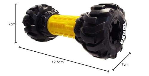 Juguete para Perros Tonka Amarillo Negro con Alimentador Interactivo para Razas Medianas y Grandes