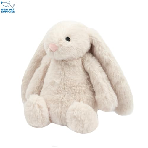 Best Pet Supplies - Juguete Interactivo de Conejito con enriquecimiento Arrugado y chirriante para Cachorros o Perros de Raza pequeña y Media, Lindo y Afelpado, Conejito (Beige)