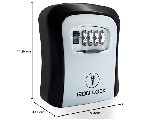Iron Lock® - Caja de bloqueo de llaves para llaves de 4 dígitos combinación con código reajustable con interruptor A B para interiores y exteriores, impermeable, para llaves de casa de repuesto, 5