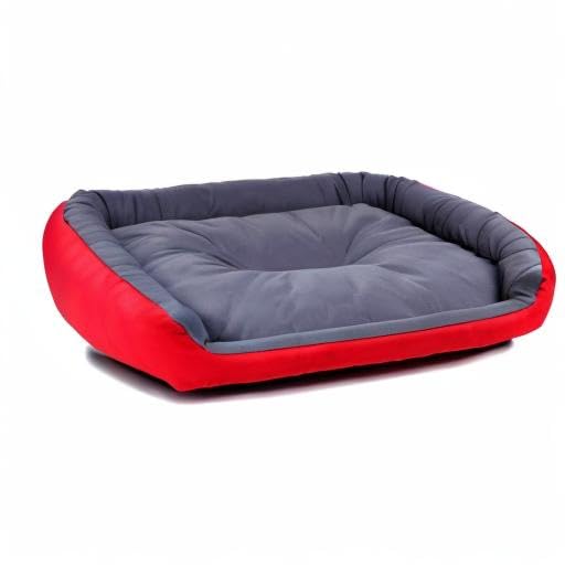 Cama para Perro PETS APPAREL HILLS Roja y Gris, Resistente y Confortable, con Relleno Suave
