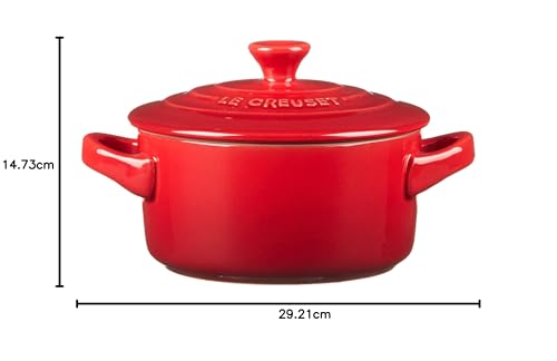 Le Creuset Juego de 4 mini cocottes con libro de cocina, 8 onzas cada una, cereza
