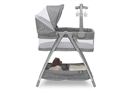 Cuna Portátil Simmons Kids Gris Tweed con Luz Nocturna y Estrellas Giratorias
