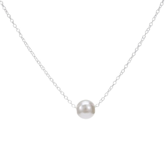 Yalice Collar de perlas pequeñas con cadena de gargantilla, collares con colgante flotante cortos, joyería de boda para damas de honor para mujer, Metal, Perla