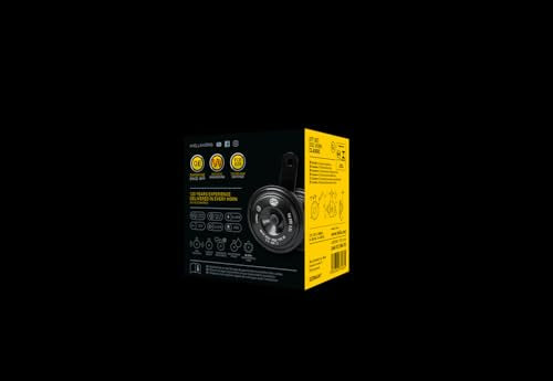 HELLA Set de 2 Bocinas de Claxon negro 012588151. Voltaje de 12V. Frecuencia de Sonido Potente de 360/430Hz, incluye soporte montado. En caja con Instructivo gráfico.