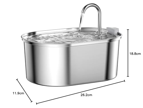 Fuente de Agua para Gatos SOOFPET Acero Inoxidable Automática con Bomba Silenciosa 3,2 l para Múltiples Mascotas