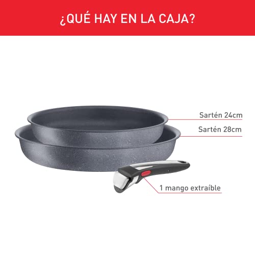 Set de 3 Piezas T-Fal Natural On Ingenio 24/28 cm mango removible