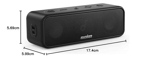 Soundcore by Anker 3 Bocinas Portátiles Bluetooth con Sonido Estéreo, Diafragmas de Titanio Puro, PartyCast, BassUp, 24h Reproducción, IPX7, App con Ecualizador Personalizado,Casa, Playa y Exterior