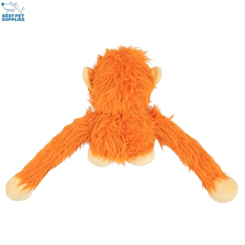 Best Pet Supplies O-Hug-Atan - Juguete Interactivo de Peluche chirriante para Cachorros o Perros de Raza pequeña y Mediana - O-Hug-Atan (Naranja)