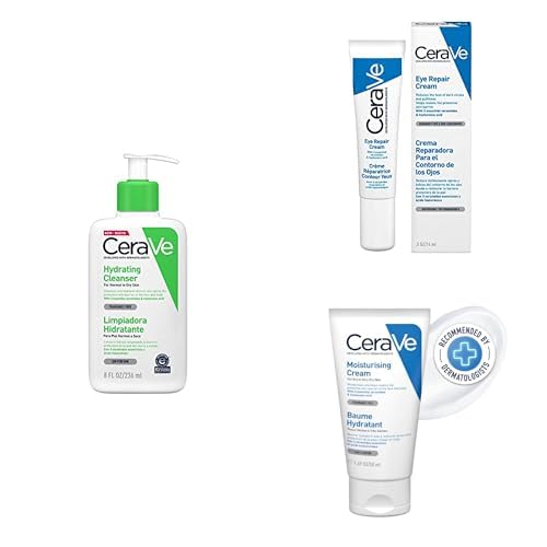 Kit Cerave post-maquillaje: Limpiador Hidratante 8oz+ Contorno ojos + Loción Rostro PM