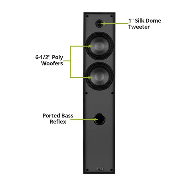 Altavoces de Torre Dayton Audio Negro Classic T65