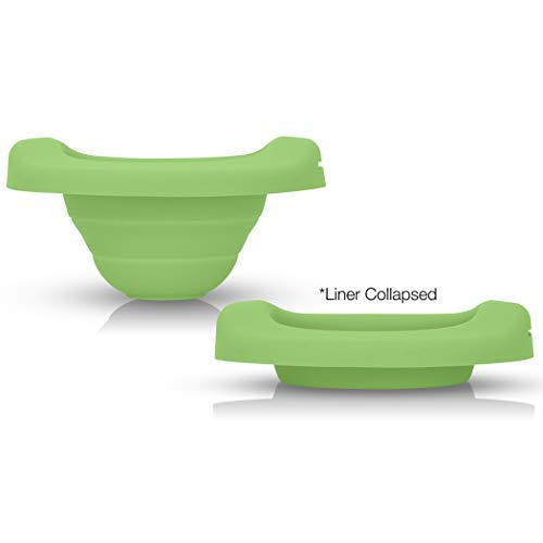 Potette Plus - Paquete económico para orinal: Kalencom Potette Plus portátil 2 en 1 y forro plegable reutilizable para uso doméstico (verde azulado/verde)