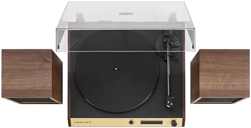 Crosley C72 - Tocadiscos Bluetooth con accionamiento por Correa de 2 velocidades con Altavoces de 80 W, Nogal
