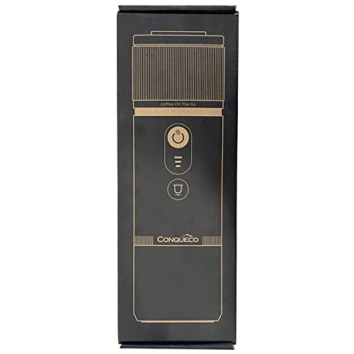 CONQUECO Cafetera Portátil con Cápsula de Espresso - 12V Máquina de Café Electrica con Batería - para Coche Camión y Viajes - Compatible con Cápsulas Originales Nespresso y Cápsula L'or（marrón）