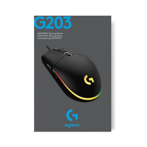 Logitech G203 LIGHTSYNC Mouse Gaming con Iluminación RGB Personalizable, 6 Botones Programables Seguimiento de hasta 8,000 DPI, Ultra-ligero - Negro