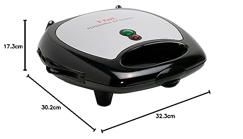 Sandwichera y Wafflera T-fal Negro Plateado 2 en 1 con Placas Antiadherentes Removibles Seguridad Lavavajillas