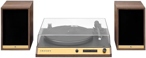 Crosley C72 - Tocadiscos Bluetooth con accionamiento por Correa de 2 velocidades con Altavoces de 80 W, Nogal