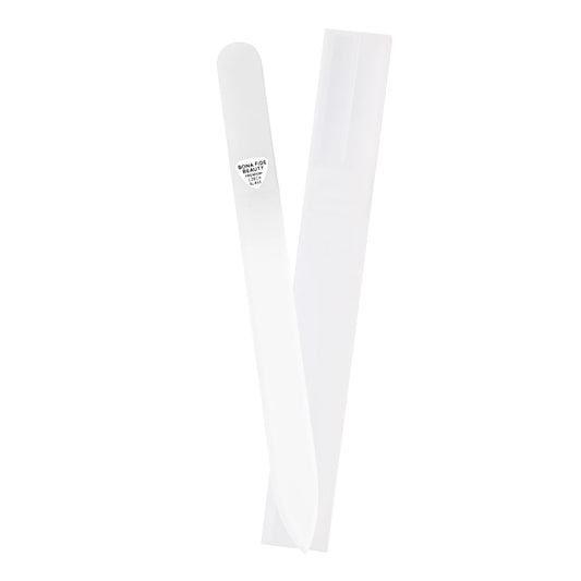 BONA FIDE BEAUTY Lima de Uñas de Cristal Checa (Transparente) - Lima de Cristal para Uñas Naturales con Estuche Rígido Transparente, Regalo para Mujeres