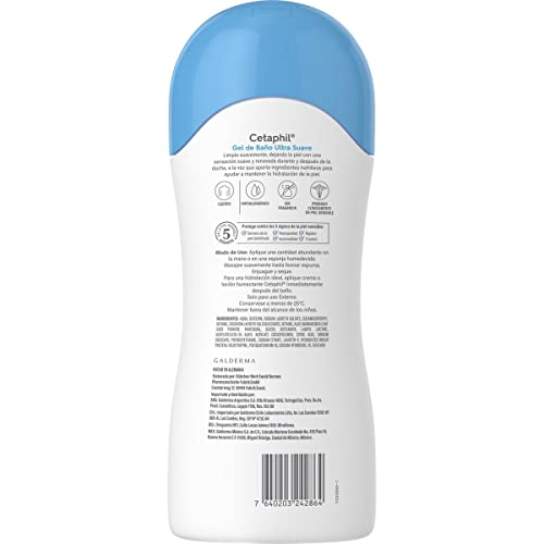 Cetaphil Gel de Baño Corporal 1 pz 500 ml Limpia Suavemente sin Afectar la Humedad Natural de la Piel Recomendada por Dermatólogos para Piel Sensible