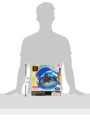 Piscina Inflable SunSmart Azul Oscuro Amarillo con Patos de Juguete y Toldo Extraíble para Niños