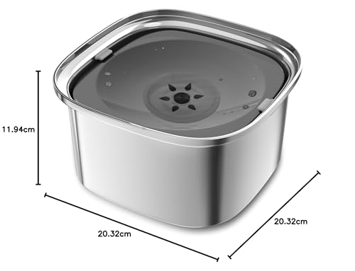 Decflow tazón de agua para perros de 3 litros de acero inoxidable con tapa, tazón de agua sin derrames para perros grandes, a prueba de salpicaduras, dispensador de agua para mascotas para bebedores desordenados