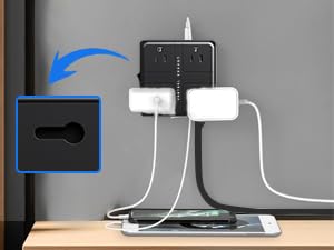 CONTROL EXPERT Multicontacto extensión USB, Conector Multiple con 4 Salidas, 1 Puerto USB, 2 Tipo C, Conector Multiple Adaptador, Extension Electrica con Protector de Sobretensión (Negro)