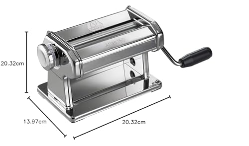 Marcato 8340 Atlas - Rodillo de pasta para pasta, fabricado en Italia, incluye rodillo de 150 milímetros con manivela e instrucciones (idioma español no garantizado)