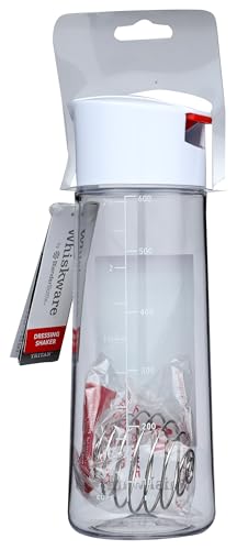 Botella de Plástico Whiskware Blanco a Prueba de Fugas con BlenderBall para Ensaladas Frescas y Caseras