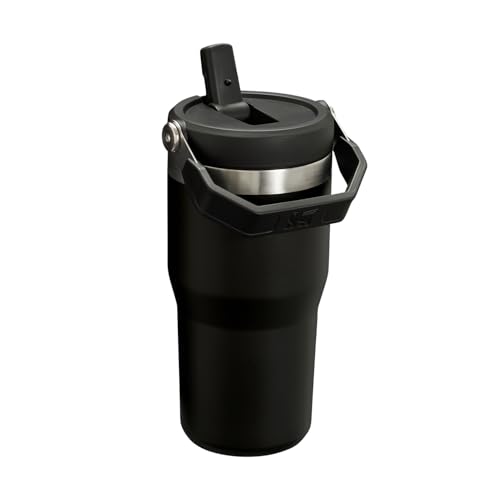Termo Stanley Acero Inoxidable Negro IceFlow 20 Onzas con Popote Abatible a Prueba de Fugas