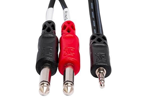 Hosa CMP-153 - Cable de conexión estéreo de 3.5 mm TRS a doble 1/4 pulgada TS, 91.50 cm, Negro, 1-Pack