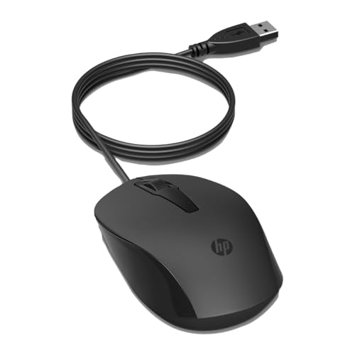 HP Mouse con Cable 150, Alámbrico, Universal, Negro (240J6AA)