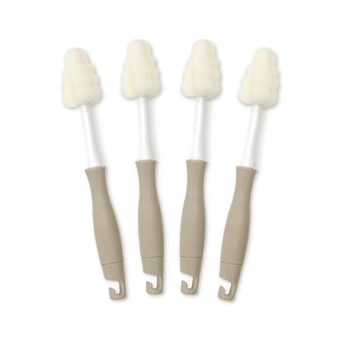 Grosmimi - Paquete de 4 cepillos de espuma para limpiar botellas y pezones todo en 1 para copas de vino, tazas, biberones, botellas deportivas