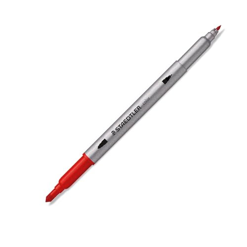 Staedtler bolígrafos de punta de fibra de doble punta, tinta lavable, puntas de escritura fina y negrita, 120 colores surtidos, 3200 TB120, multicolor (3200 TB120ST)
