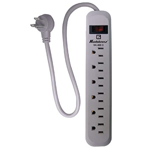 Koblenz Supresor de Picos Trifásico con 6 contactos, Switch on/off integrado, Circuit Breaker de 10 amp con función de reseteado y cable de 45 cm modelo SS-460 C