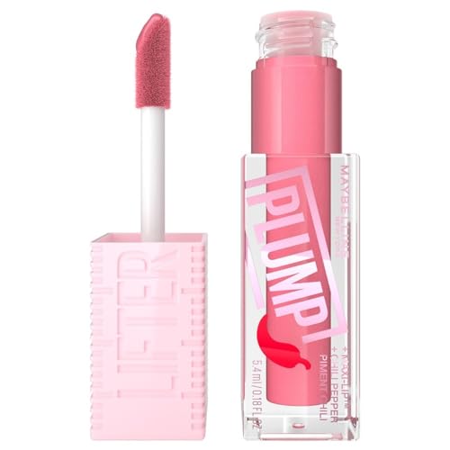 Maybelline Gloss rellenador de labios, Lifter Plump, tono Blush Blaze 001, 5.4 ml - Brillo labial voluminizador, volumen instantáneo y duradero, fórmula picante
