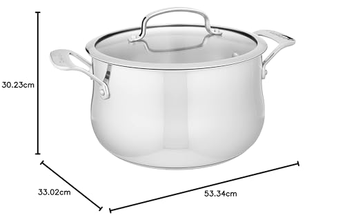 Cuisinart 419-14 Contour Olla de acero inoxidable, varios tamaños y estilos, Horno holandés, Plateado, 4.73 l, 1