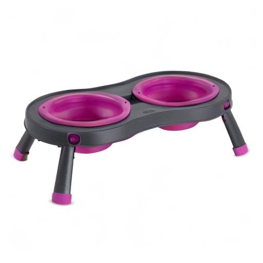 Dexas Pets - Comedero para Mascotas Doble Elevado, 1 Taza, Color Fucsia