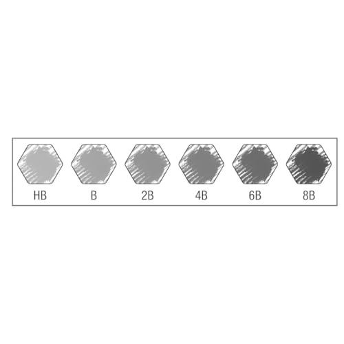 Faber-Castell Lápices Graduados Castell 9000 con 6 Lápices de Diferentes Graduaciones (HB, B, 2B, 4B, 6B, 8B), abarcando desde HB (dureza media) hasta 8B (extremadamente suave y oscuro)