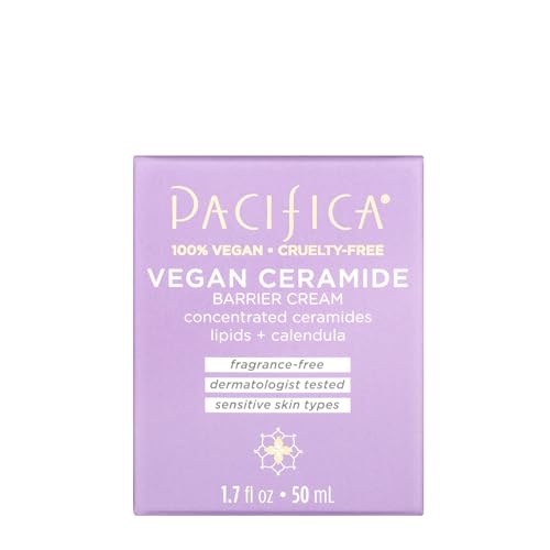Pacifica Crema facial para reparación de barreras de cerámica vegana, crema hidratante diaria, crema hidratante, aprobada por la asociación ecezma, segura para pieles sensibles, sin fragancia, 100% vegana + libre de crueldad