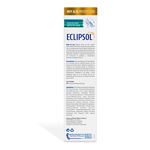 Loción Protector Solar FPS50+ Eclipsol Ultraligera Resistente al Agua