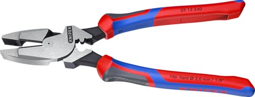 KNIPEX 09 12 240 Pinza de electricista Lineman's Pliers, modelo americano acabado pavonado,Plata, 240 mm