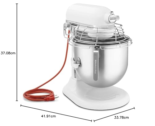 KitchenAid - Batidora elevadora de pie KSMC895WH con protector de tazón de acero inoxidable