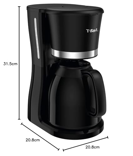 Cafetera de Filtro Permanente Cool Touch T-fal, capacidad para preparar 10 tazas, con Jarra térmica y filtro permanente, color Negra, modelo CM133852