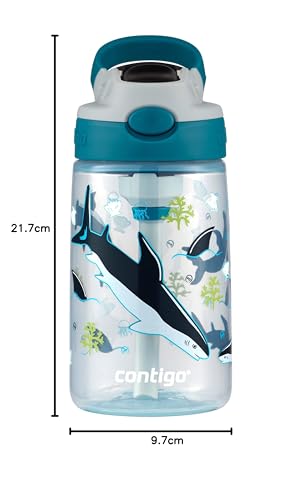 Contigo Botella de agua para niños con pajita autospout rediseñada, 14 onzas, tiburón