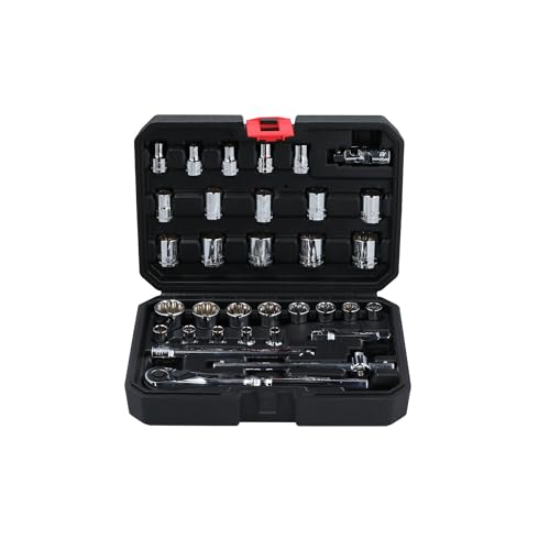 Juego de Dados y Accesorios Urrea 33 Piezas Estuche Plástico 3/8 Pulgadas