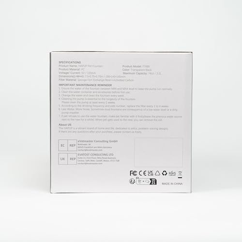 HAPUP Fuente para Gatos Bebedero Gatos Automático Silenciosa 2,2L Fuente Gato con 2 Modos de Flujo Agua Filtración Quíntuple Bomba de Agua Adaptador UE Cepillo y Filtro Fuente Gatos
