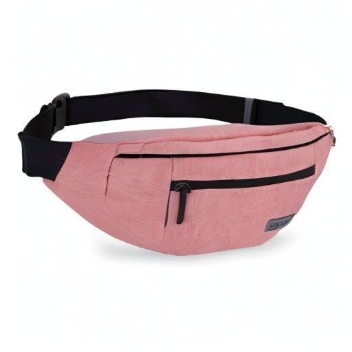 Riñonera MAXTOP Rosa con Conector para Auriculares y 4 Bolsillos para Mujer y Hombre